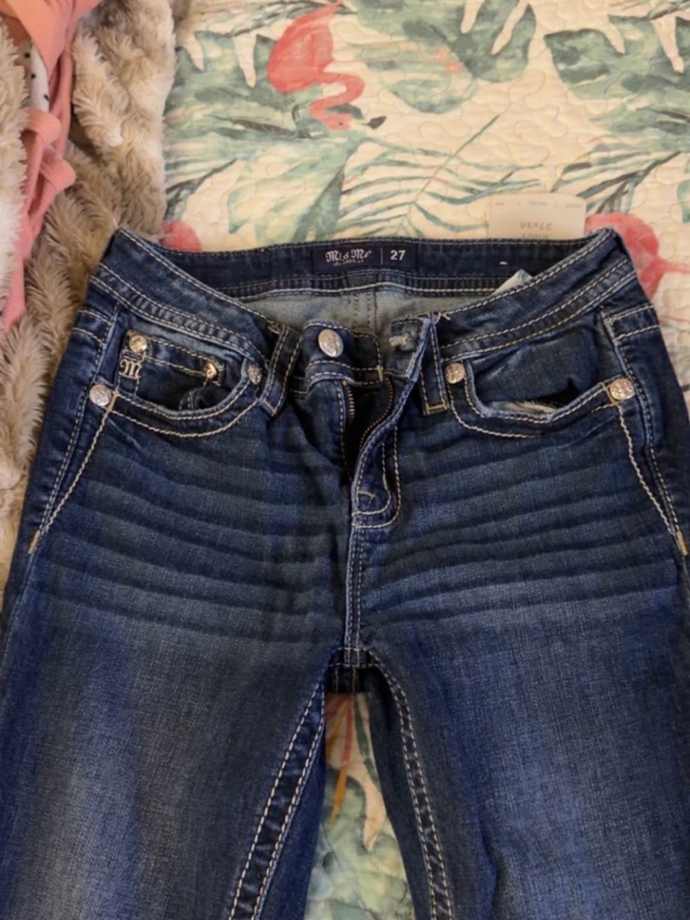 Miss Me Women's Dark Indigo Skinny Jeans with Contrast Stitching